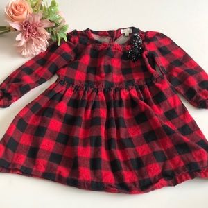Red Plaid Dress 2T long sleeves girls flannel dress 2T Toddler Christmas